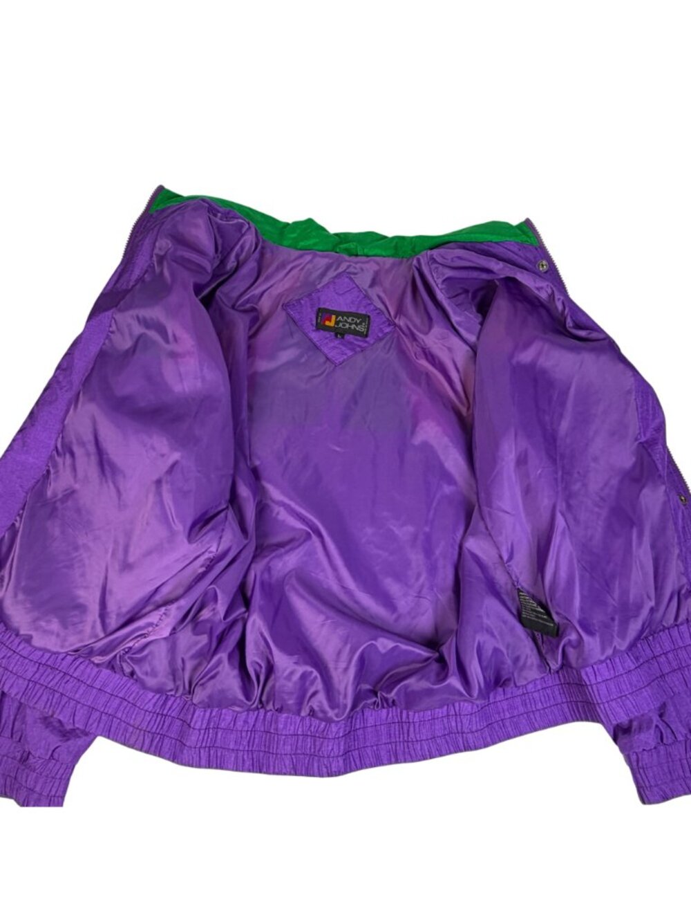 Vintage 80s Andy Johns Colorblock Nylon Windbreaker Anorak Jacket Womens Size L - Picture 5 of 8